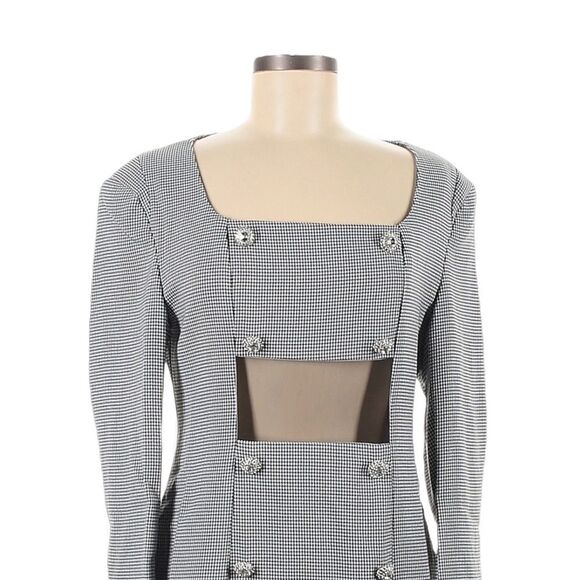 Quaint by Durlana Quantas Noemi Houndstooth Mesh Cutout Crystal Dress 38 NWT US6 - Picture 5 of 11